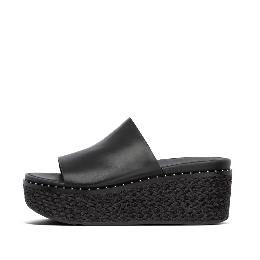 Fitflop Eloise Espadrille Leder Keilpantoletten Schwarz