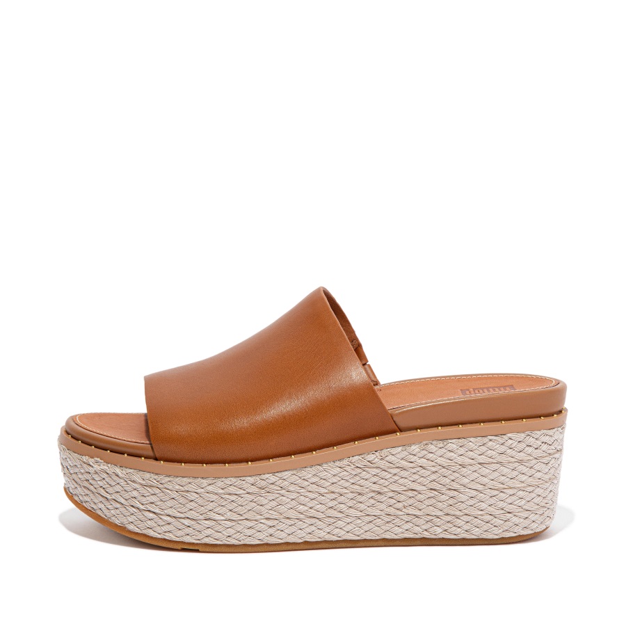Fitflop Eloise Espadrille-leder-keilpantoletten Hellbraun