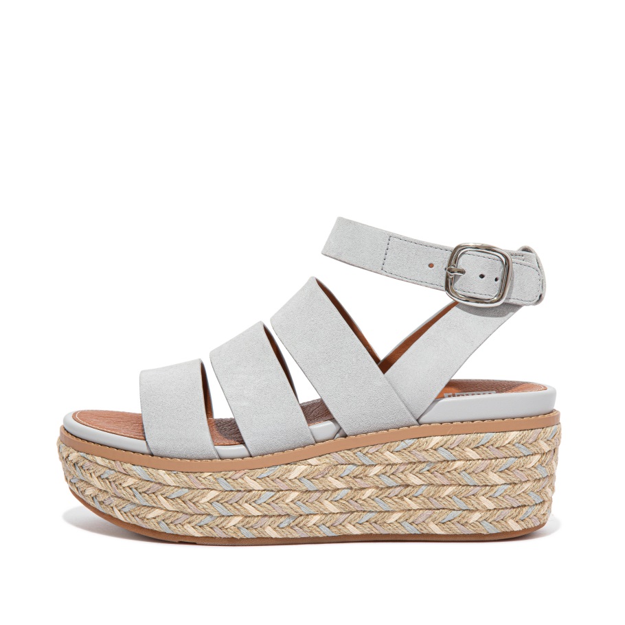 Fitflop Eloise Espadrille Keilsandalen Aus Wildleder Soft Grey