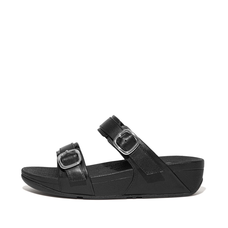 Fitflop Lulu Verstellbare Lederpantoletten Ganz In Schwarz