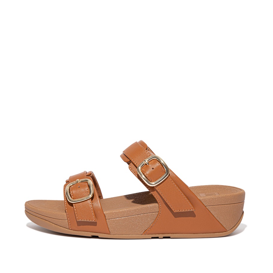 Fitflop Lulu Verstellbare Lederpantoletten Hellbraun