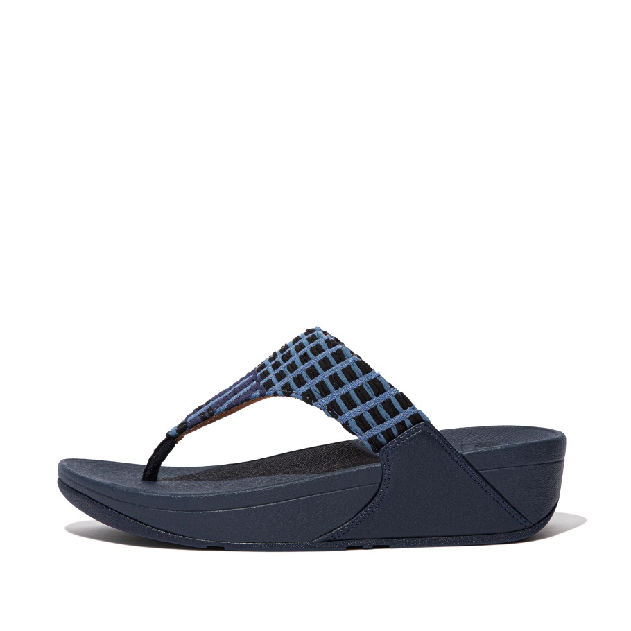 Fitflop Lulu Art-Denim Zehenstegsandalen Midnight Navy