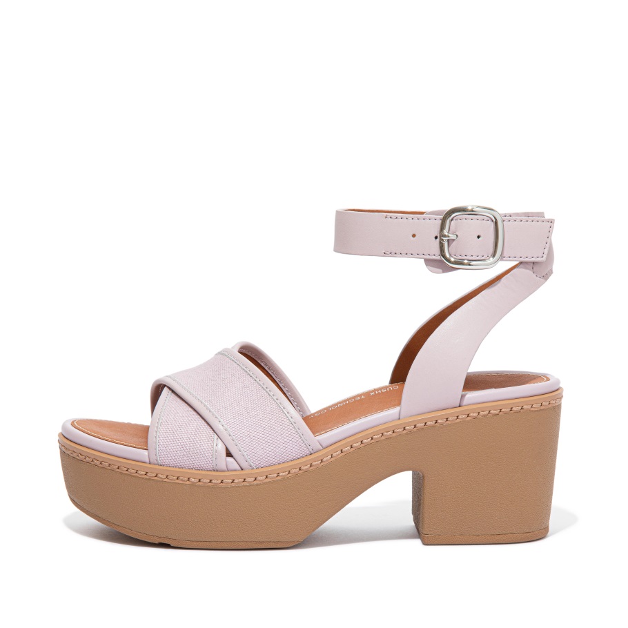 Fitflop Pilar Canvas-plateausandalen Mit Knöchelriemen Soft Lilac