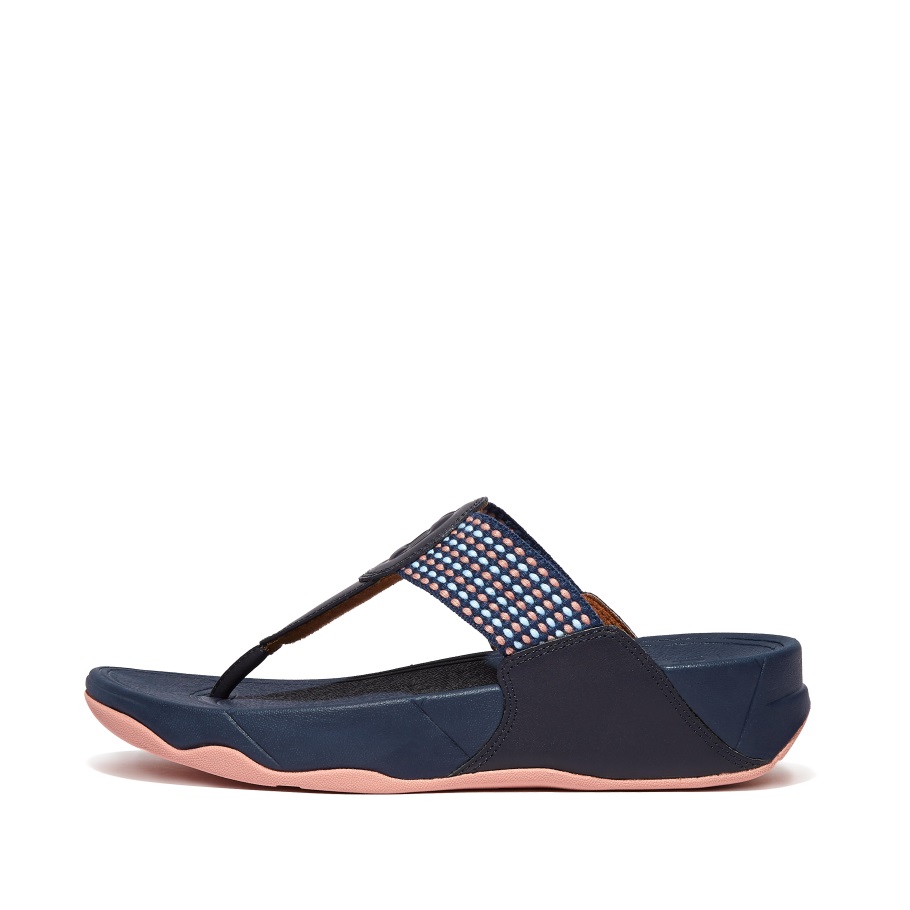 Fitflop Walkstar Feinstreifige Zehenstegsandale Midnight Navy