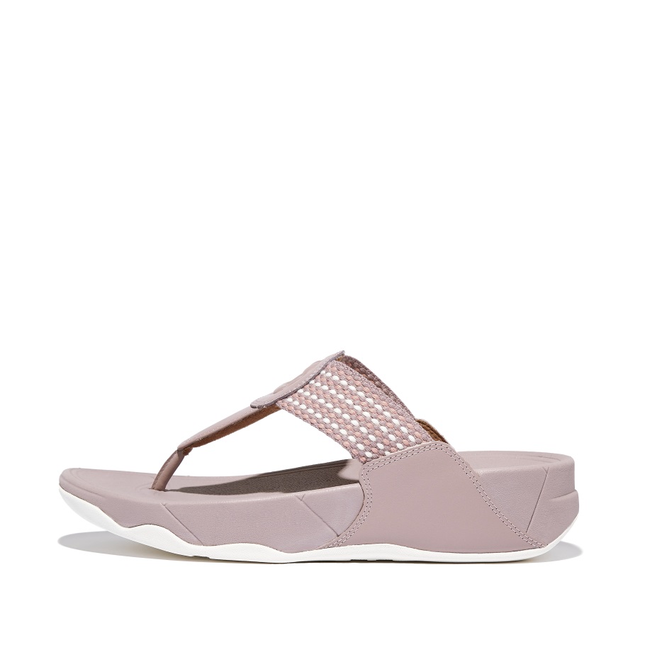 FitFlop Walkstar Feinstreifige Zehenstegsandale Pink Sky Mix