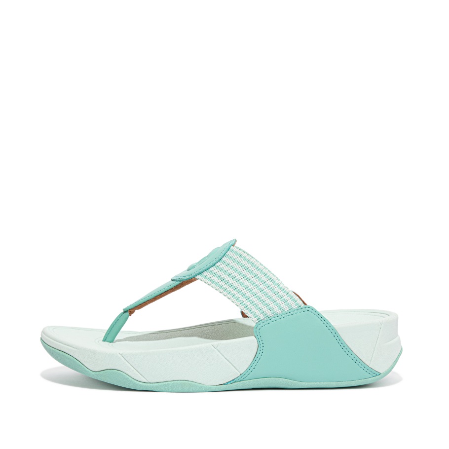Fitflop Walkstar Feinstreifige Zehenstegsandale Sea Foam Green