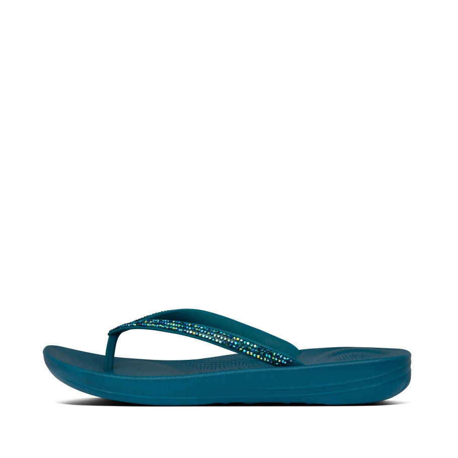 Fitflop Iqushion Funkelnde Ergonomische Zehensandalen Meerblau