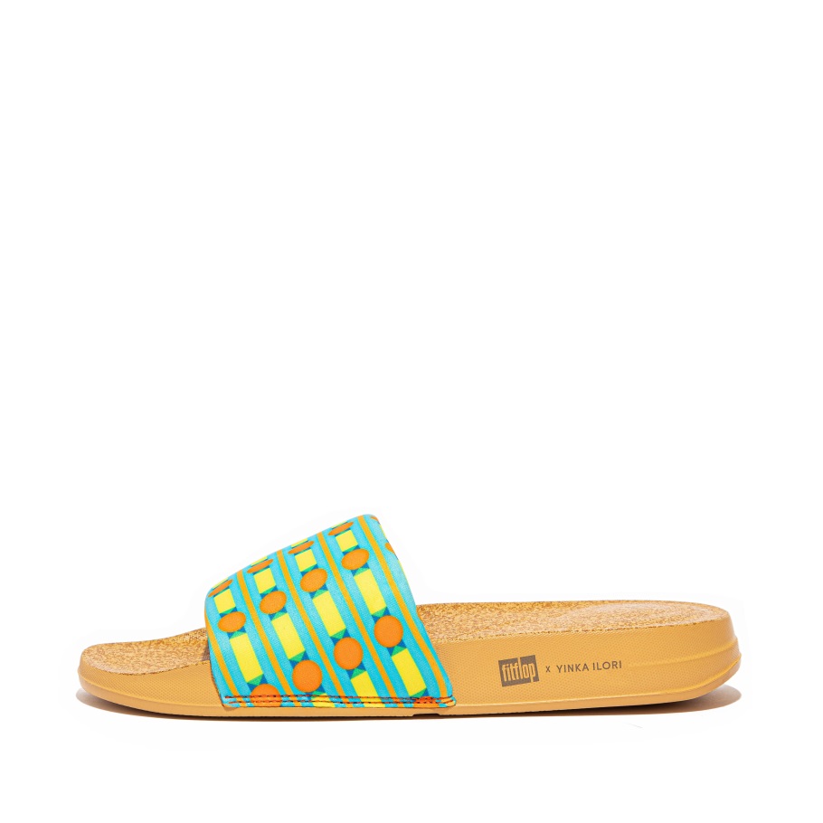 Fitflop Iqushion X Yinka Ilori Wasserfeste Pantoffeln Eisblau-gelb